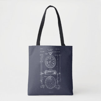 Antique Stopwatch, 1889 Patent Drawing Tote Bag