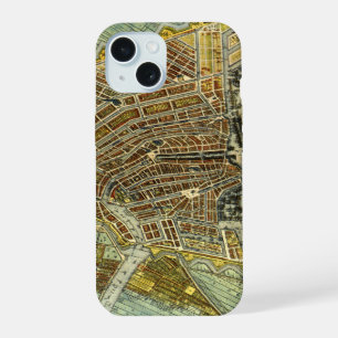 Antique Street Map of Amsterdam, Netherlands iPhone 15 Case