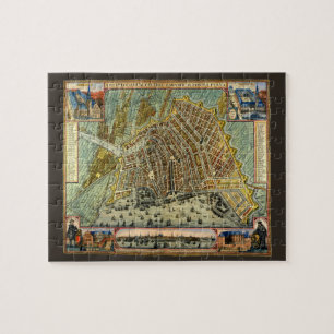 Antique Street Map of Amsterdam, Netherlands Jigsaw Puzzle
