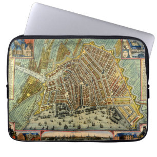 Antique Street Map of Amsterdam, Netherlands Laptop Sleeve