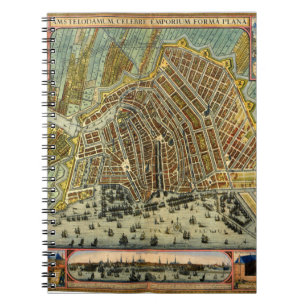 Antique Street Map of Amsterdam, Netherlands Notebook