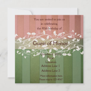 Antique Stripes Pink Green Party Invitation