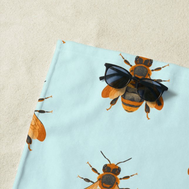 Antique Style Bumble Bee – Vintage Inspired Beach Towel (In Situ)