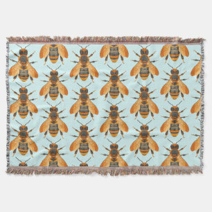 Antique Style Bumble Bee – Vintage Inspired Throw Blanket