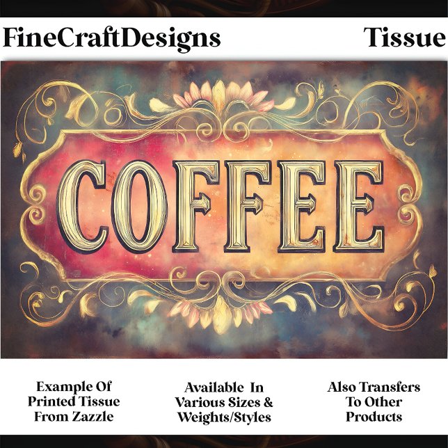 Antique Style Coffee Label Sign DQ1F Decoupage Tissue Paper (Creator Uploaded)