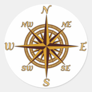 Antique Style Compass Rose Classic Round Sticker