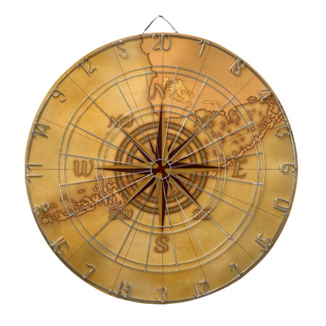 Antique Style Compass Rose Dartboard (Front)