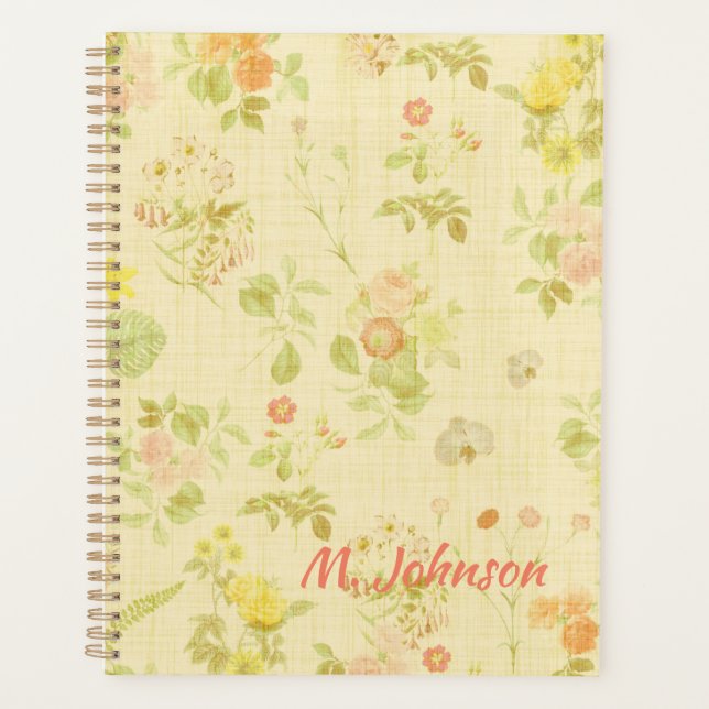 Antique Style Floral Pattern Planner (Front)
