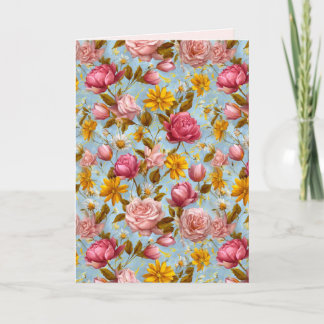 Antique Style Floral Print Card