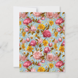 Antique Style Floral Print Postcard
