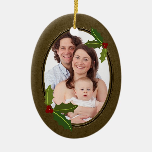 Antique Style Frame Custom Photo Ceramic Ornament (Front)