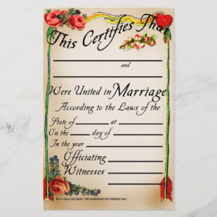 Antique Style Marriage Certificate