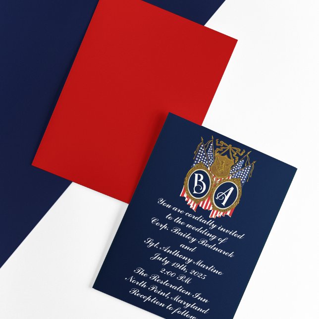 Antique-Style Military Couple Wedding Invitation (Creator Uploaded)