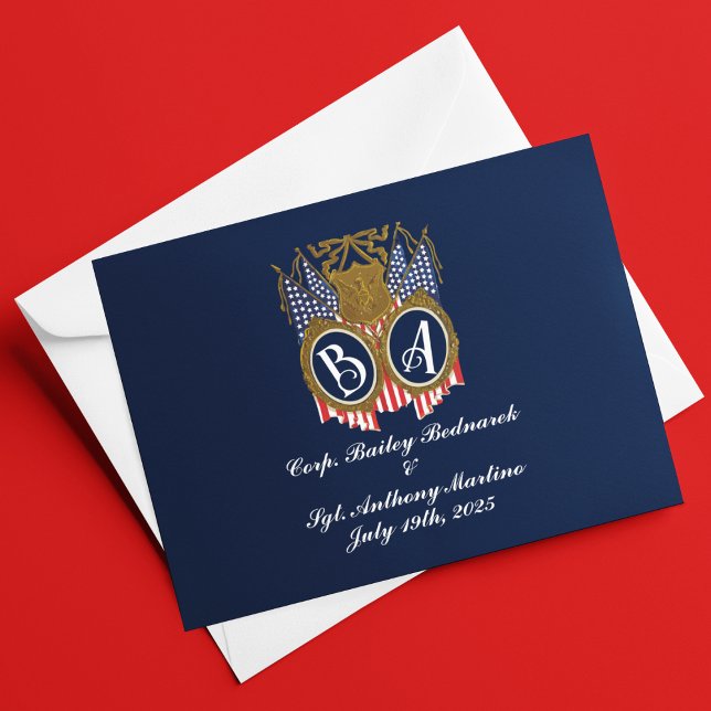 Antique-Style Military Couple Wedding Thank You Card (Creator Uploaded)