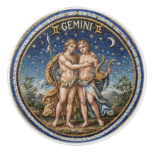 Antique Style Mosaic Zodiac Gemini 