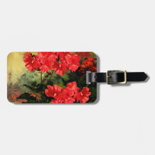 Antique Style Red Geranium Flowers Gifts Luggage Tag