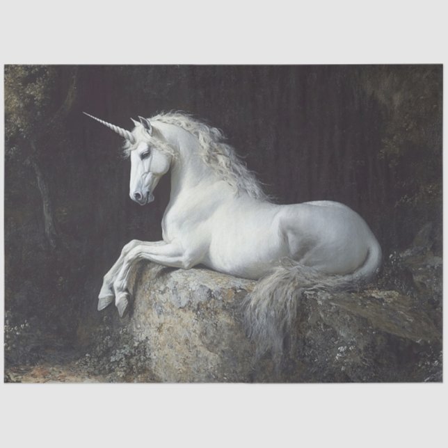 Antique Style Unicorn Painting Decoupage Tissue Paper (Front)