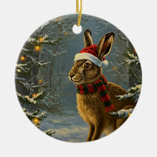 Antique Style Woodland Hare Christmas Ornament 