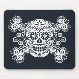 Antique Sugar Skull & Crossbones Mouse Pad