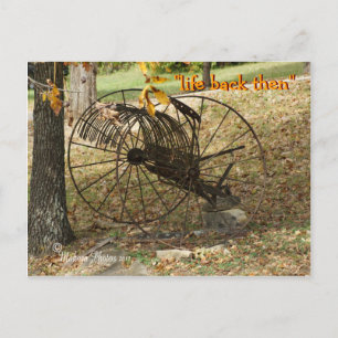 antique sulky hay rake postcard- customise postcard