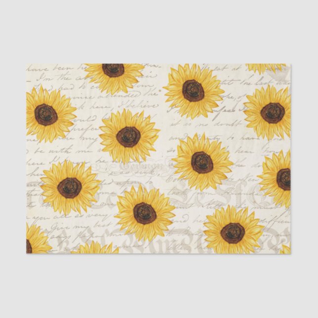 Antique Sunflowers Floral Decoupage Tissue Paper (Front)