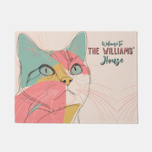 Antique Tabby Cat Dad Mum Feline Entry Mat