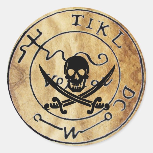 ANTIQUE TALISMAN / PIRATES TREASURE MAP CLASSIC ROUND STICKER (Front)
