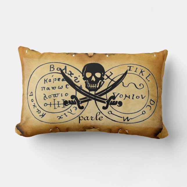 ANTIQUE TALISMAN / PIRATES TREASURE MAP LUMBAR CUSHION (Front)