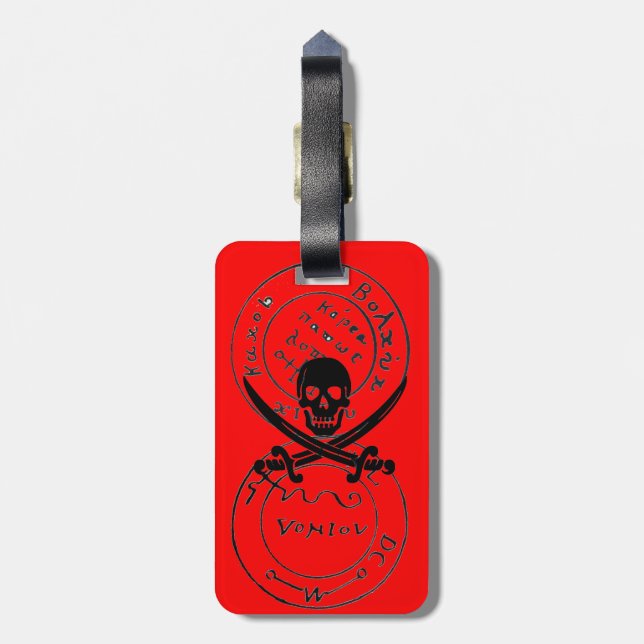 ANTIQUE TALISMAN / PIRATES TREASURE MAPS,Red Luggage Tag (Back Vertical)
