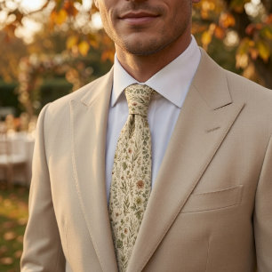 Antique Tapestry Dahlia & Oak Leaf Tie