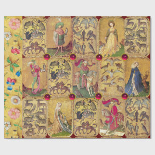 Antique Tarots /German Court Cards /Falcons,Deers Wrapping Paper