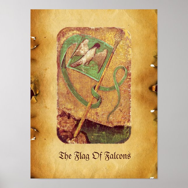 Antique Tarots /German Court Cards/Flag of Falcons Poster (Front)