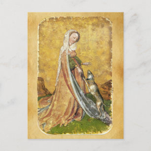 Antique Tarots /German Court Cards/Lady of Dogs Postcard