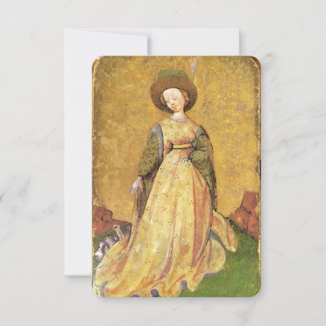 Antique Tarots /German Court Cards/Maid of Dogs (Front)