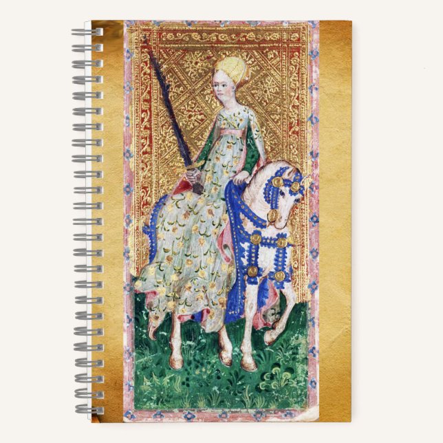 ANTIQUE TAROTS,KNIGHT AND MAID OF SWORDS NOTEBOOK (Front)
