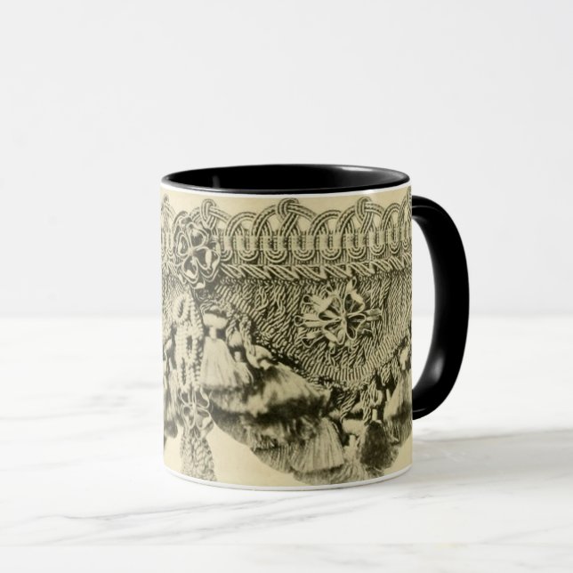 Antique tassel lace tribal look pattern victorian  mug (Front Right)