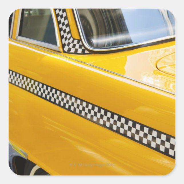 Antique Taxi Square Sticker (Front)