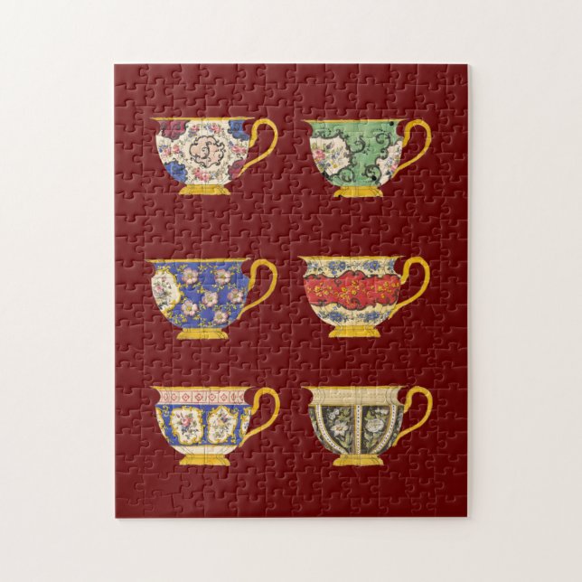 Antique Tea Cup Dish Design Jigsaw Puzzle (Vertical)