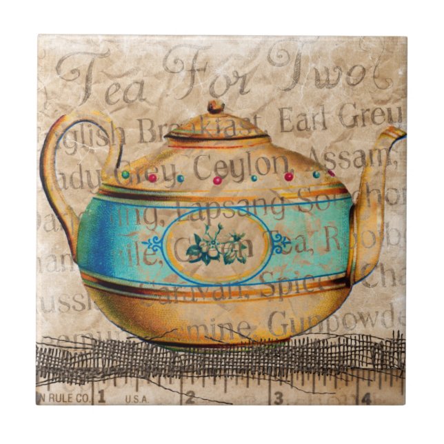 Antique Tea Pot Ceramic Tile (Front)