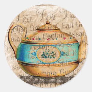 Antique Tea Pot Classic Round Sticker
