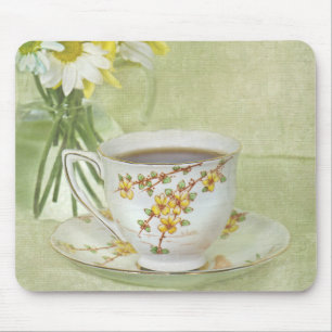 Antique Teacup With Daisy Mouse Pad