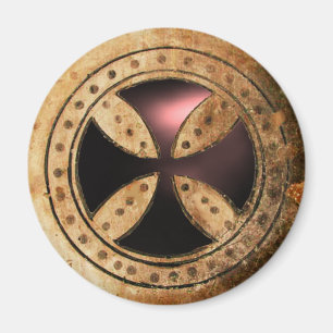 ANTIQUE TEMPLAR CROSS Black Onyx Gem Magnet