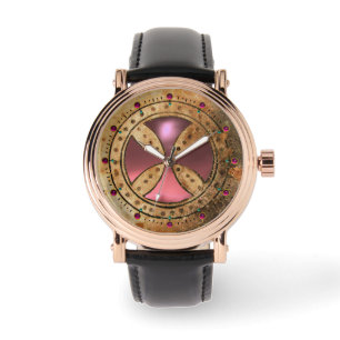 ANTIQUE TEMPLAR CROSS Light Pink Gem Watch