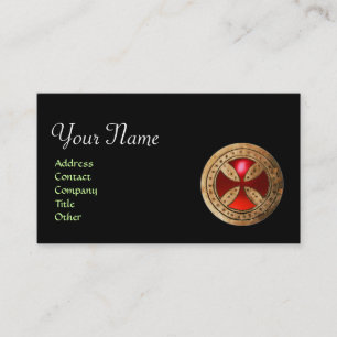 ANTIQUE TEMPLAR CROSS Red Ruby Gem Business Card