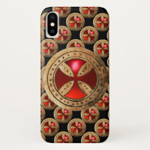 ANTIQUE TEMPLAR CROSS Red Ruby Gem iPhone X Case