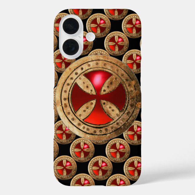ANTIQUE TEMPLAR CROSS Red Ruby Gem Case-Mate iPhone Case (Back)