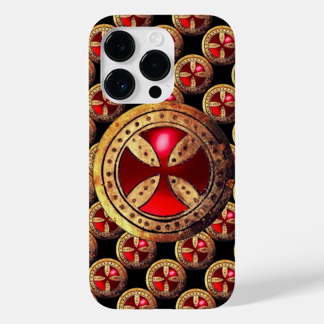 ANTIQUE TEMPLAR CROSS Red Ruby Gem Case-Mate iPhone Case (Back)