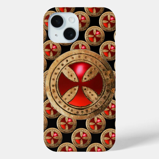 ANTIQUE TEMPLAR CROSS Red Ruby Gem Case-Mate iPhone Case (Back)