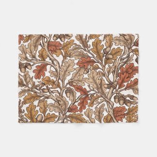 Antique Terracotta Oak Acorns Fleece Blanket