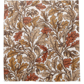 Antique Terracotta Oak Acorns Shower Curtain